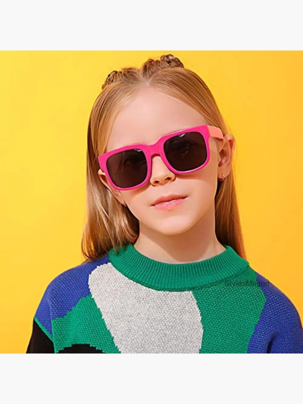 Foldable Kids Sunglasses 4 Pack UV Protection Rectangle